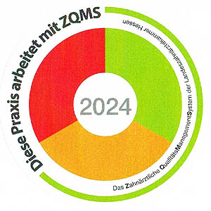 Diese Praxis arbeitet mit ZQMS – Zahnärztliches Qualitätsmanagementsystem.